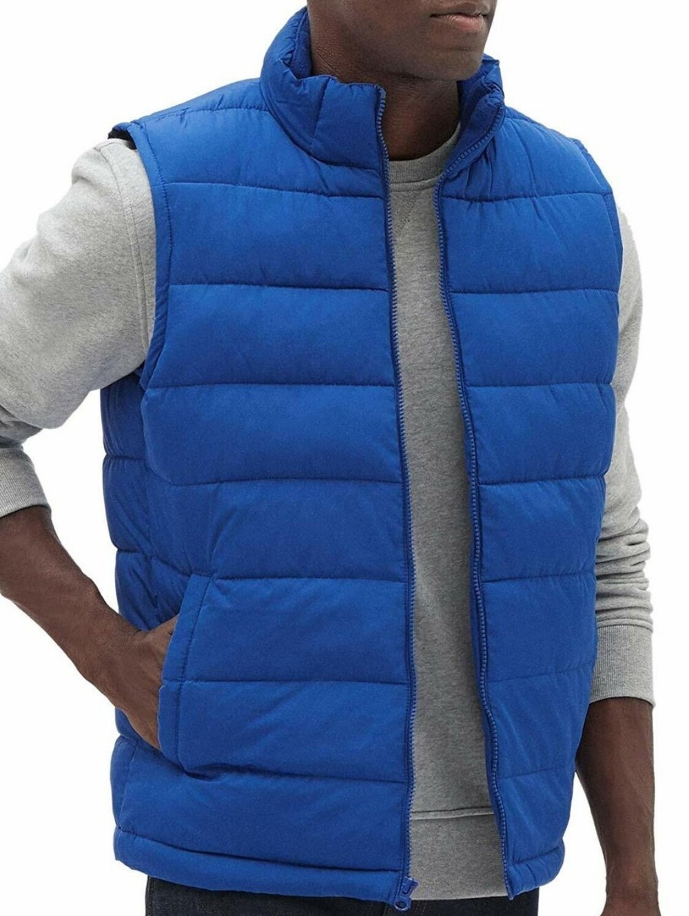 GAP Admiral Blue Warmest Vest zip-front puffer vest